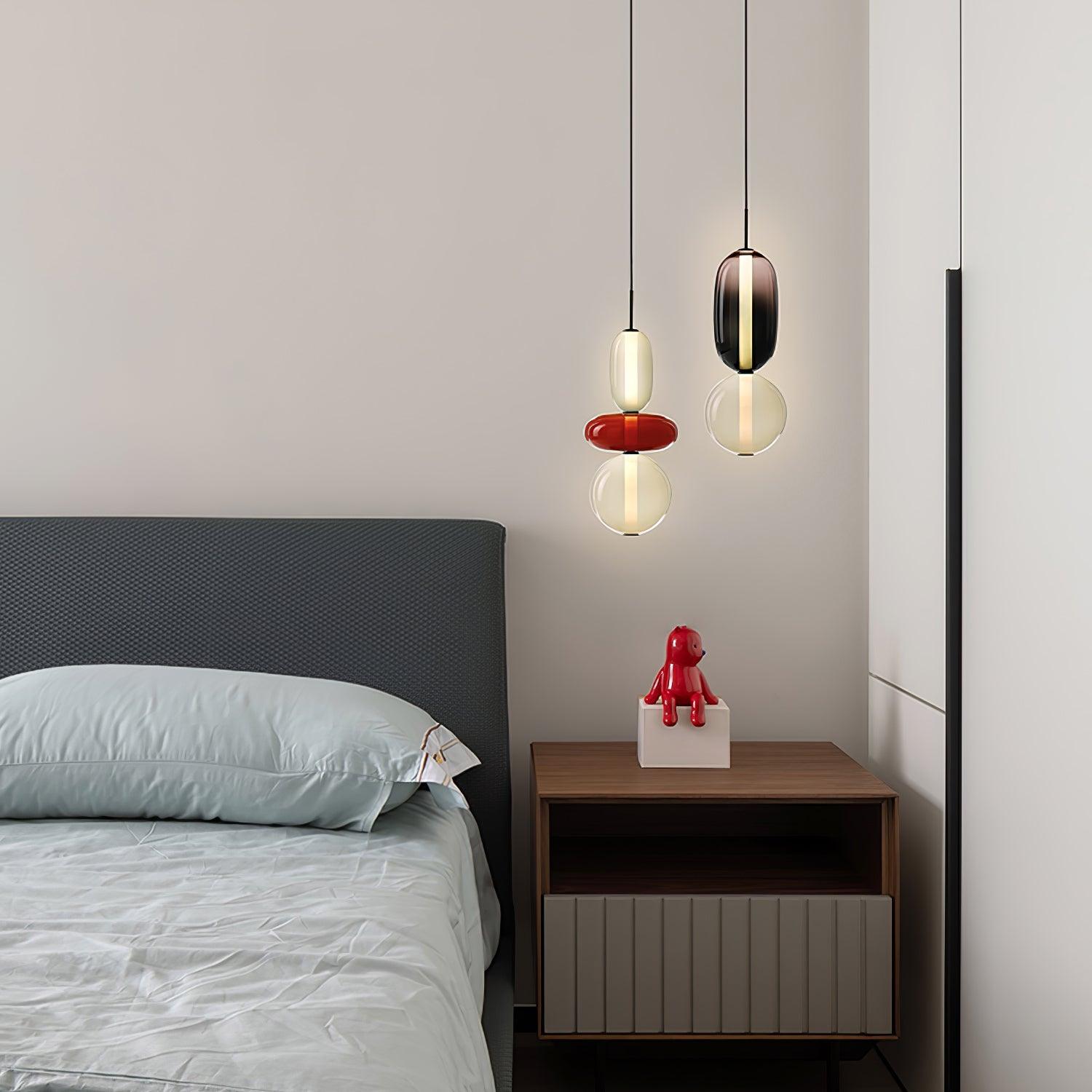 Luminaire Suspendu en Verre Coloré - Éclairage LED Ajustable et Élégant