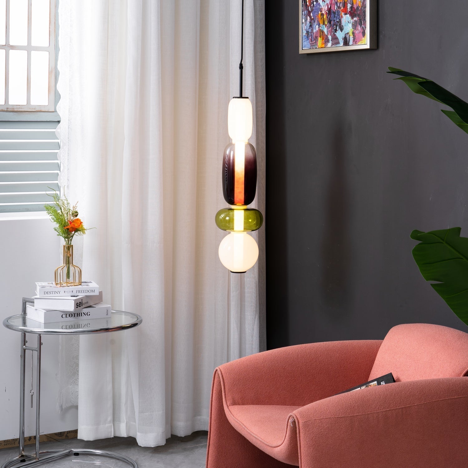 Pendentif en Verre Élégant - Brillance Transparente et Design Moderne