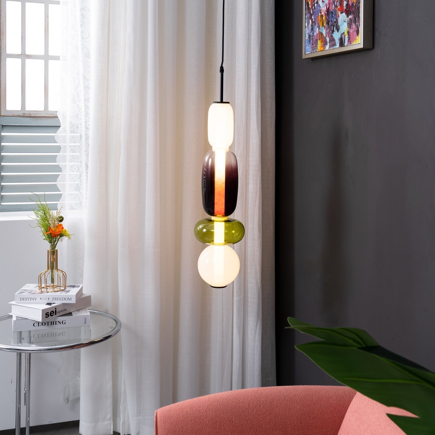 Pendentif en Verre Élégant - Brillance Transparente et Design Moderne