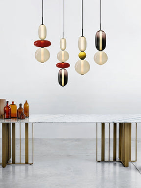 Luminaire Suspendu en Verre Coloré - Éclairage LED Ajustable et Élégant