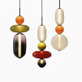 Luminaire Suspendu en Verre Coloré - Éclairage LED Ajustable et Élégant