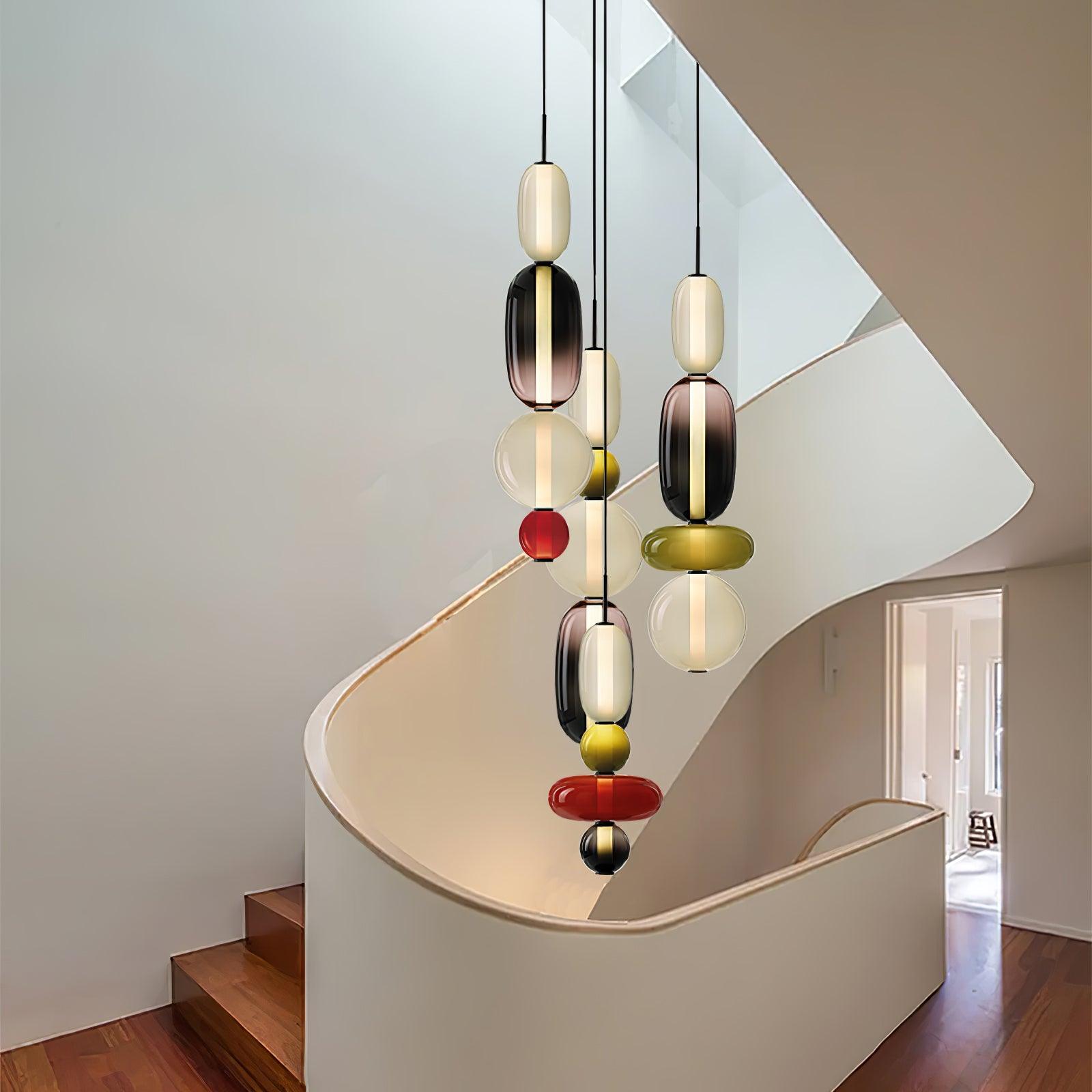 Luminaire Suspendu en Verre Coloré - Éclairage LED Ajustable et Élégant
