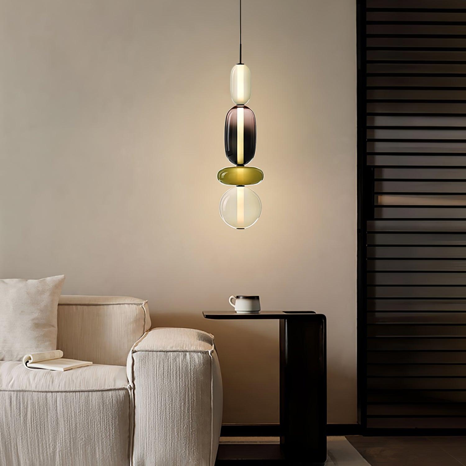 Luminaire Suspendu en Verre Coloré - Éclairage LED Ajustable et Élégant