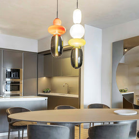 Luminaire Suspendu en Verre Coloré - Éclairage LED Ajustable et Élégant