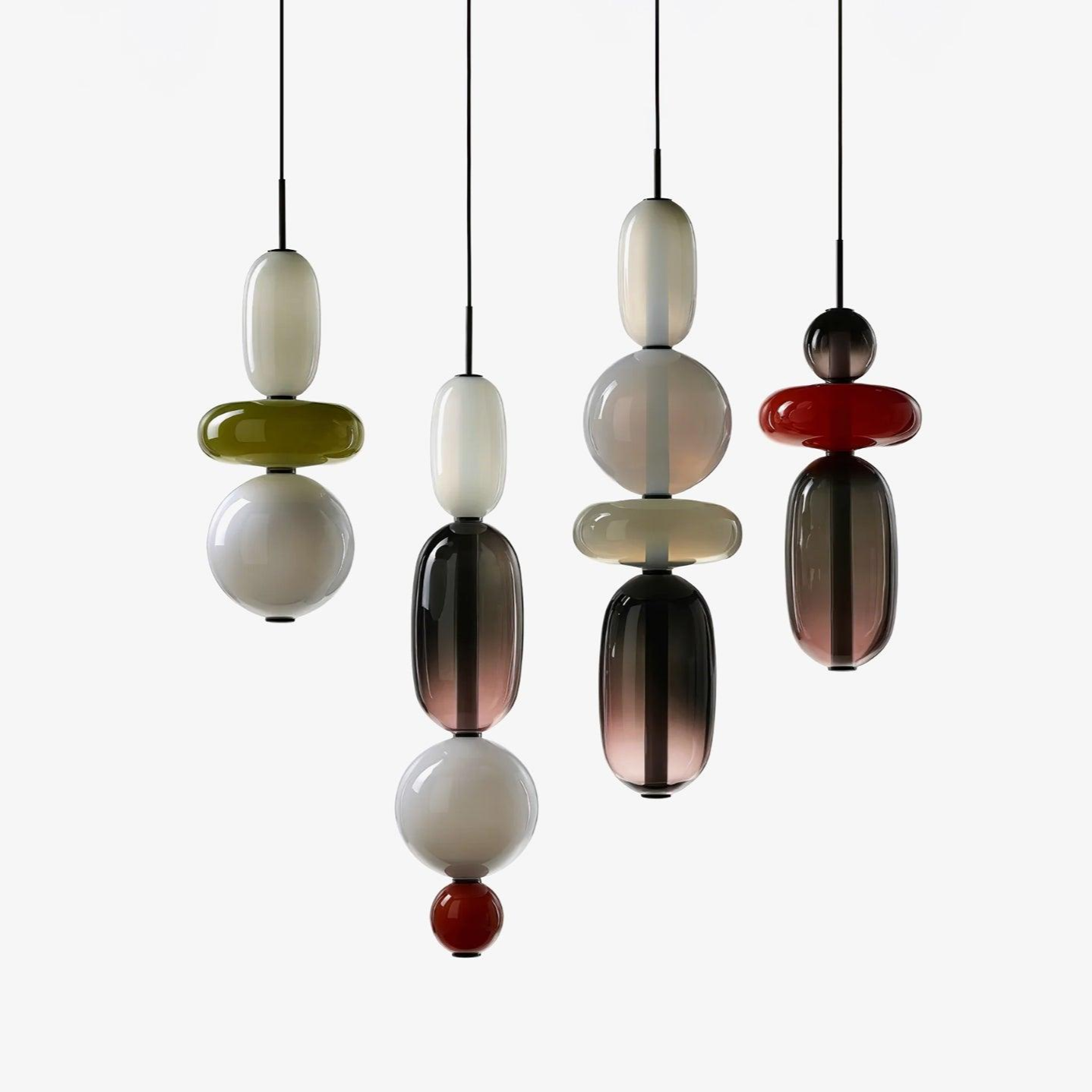 Luminaire Suspendu en Verre Coloré - Éclairage LED Ajustable et Élégant