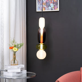 Suspension LED en Verre Coloré - Design Artistique et Hauteur Réglable