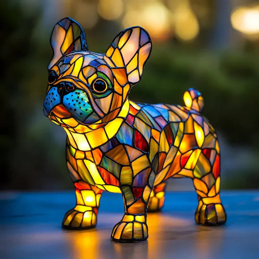 Lampe de Chien en Verre Tiffany | Éclairage Ambiant et Design Unique