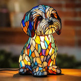 Lampe de Table pour Amateurs de Chiens - Éclairage Ambiant en Verre Tiffany