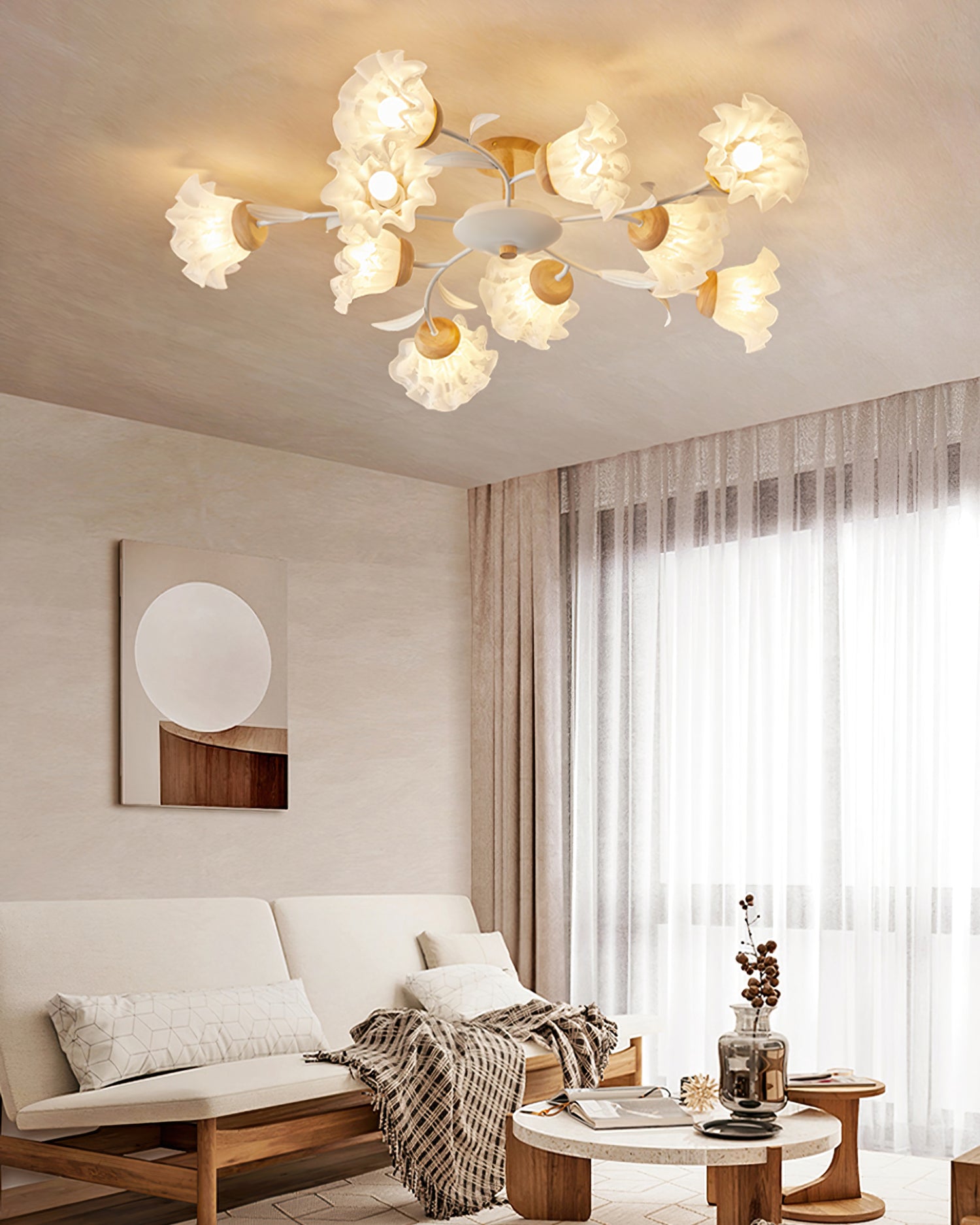 Lampe Plafonnier Floral Élégante - Design Moderne et Naturel pour Intérieur