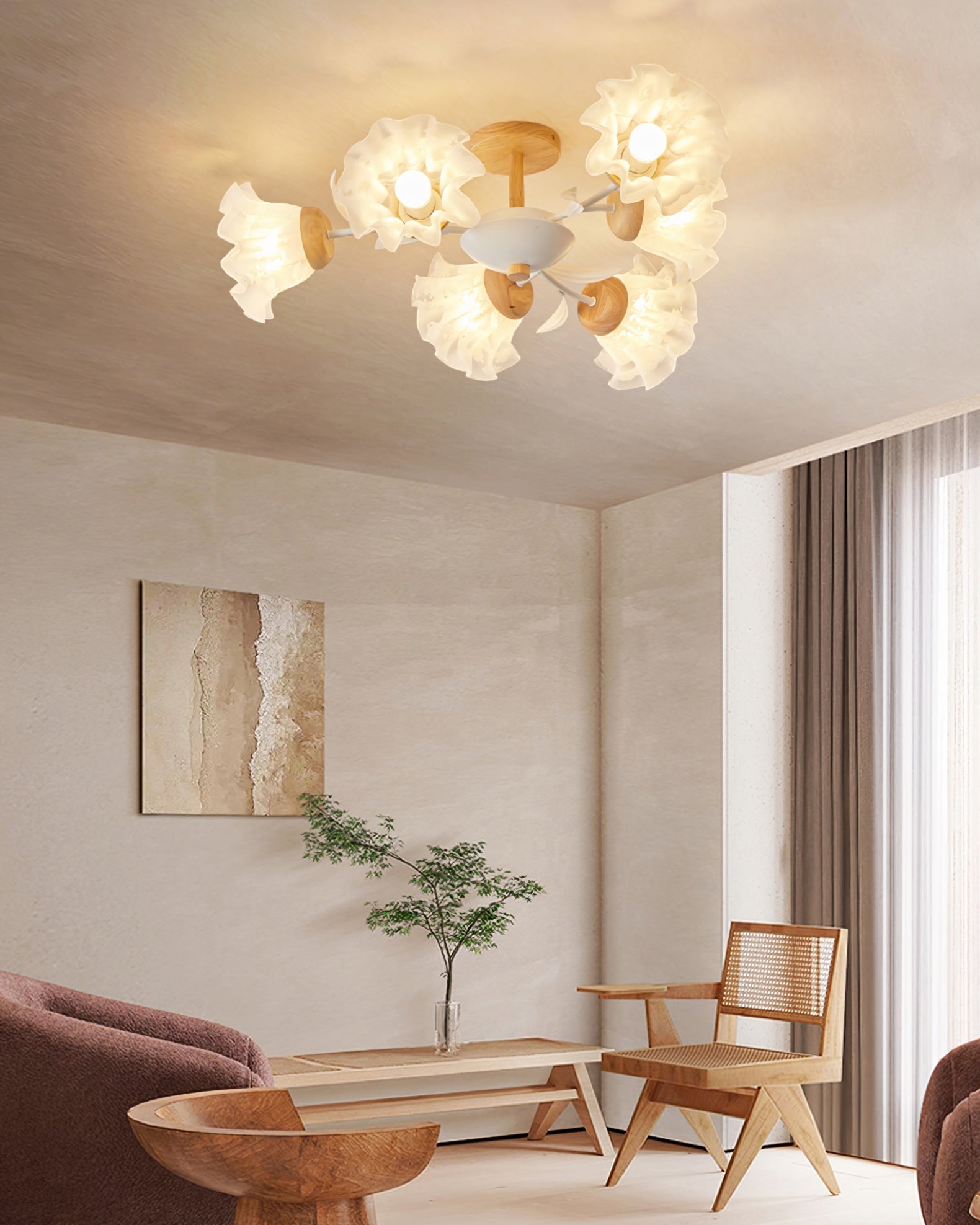 Lampe Plafonnier Floral Élégante - Design Moderne et Naturel pour Intérieur
