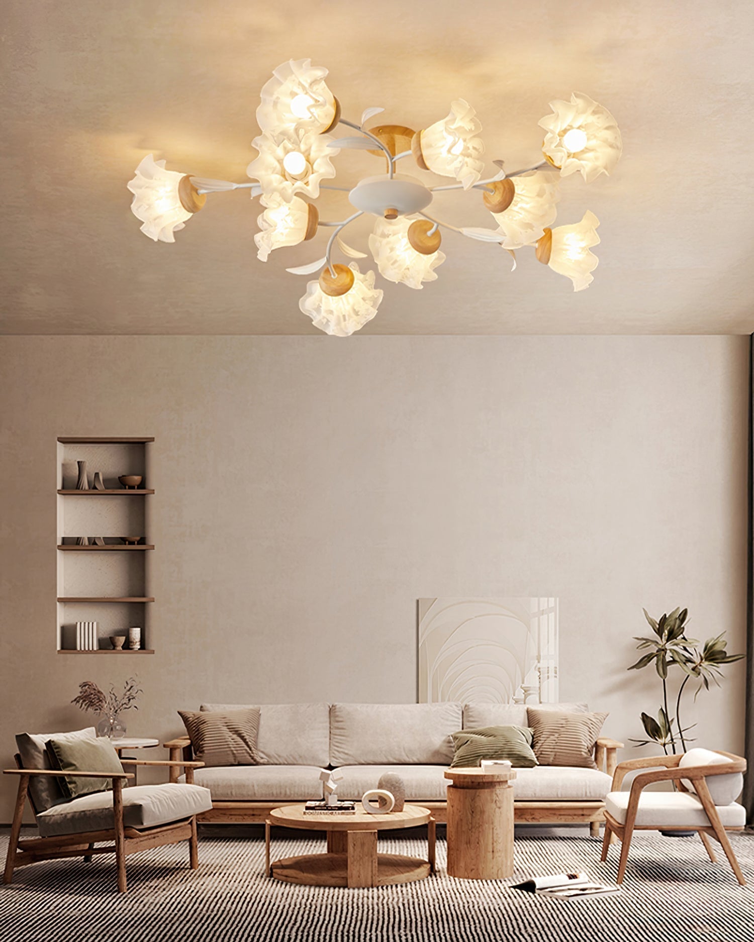 Lampe Plafonnier Floral Élégante - Design Moderne et Naturel pour Intérieur