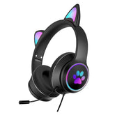 Casque Bluetooth Pliable avec Oreilles LED - 7 Modes de Lumière et Micro Rotatif