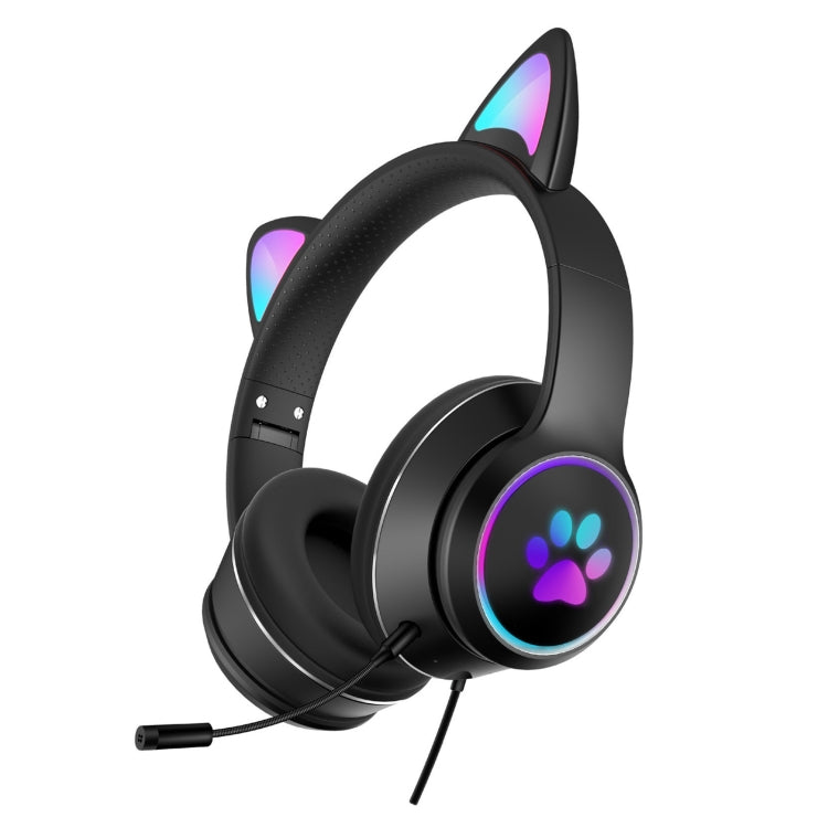 Casque Bluetooth Pliable avec Oreilles LED - 7 Modes de Lumière et Micro Rotatif