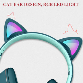 Casque Bluetooth Pliable avec Oreilles LED - 7 Modes de Lumière et Micro Rotatif