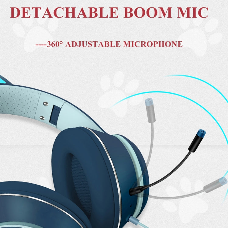 Casque Bluetooth Pliable avec Oreilles LED - 7 Modes de Lumière et Micro Rotatif