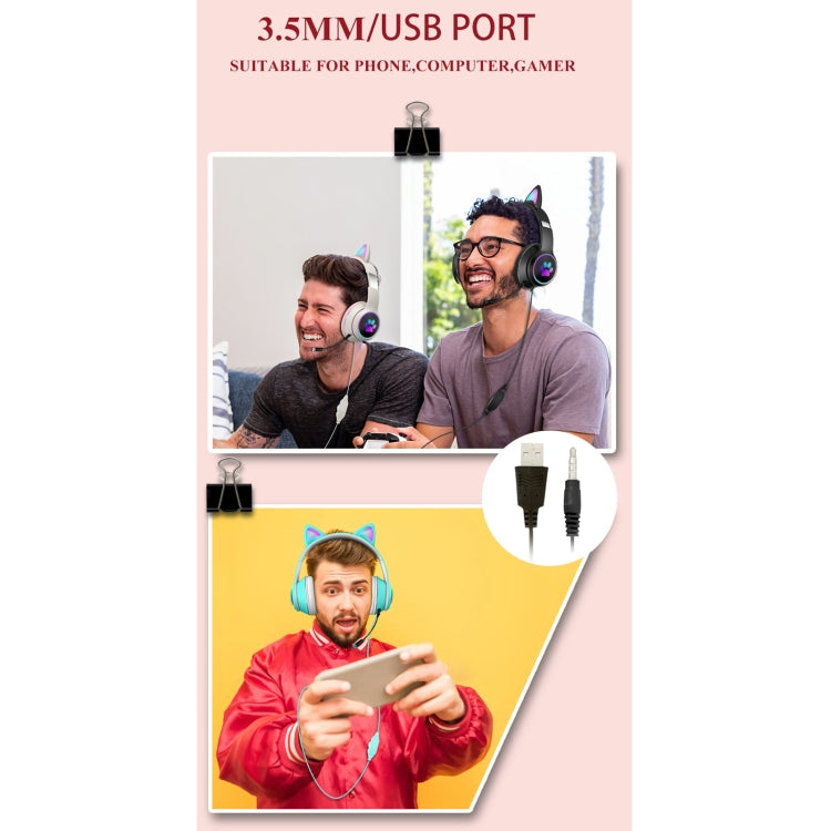 Casque Bluetooth Pliable avec Oreilles LED - 7 Modes de Lumière et Micro Rotatif