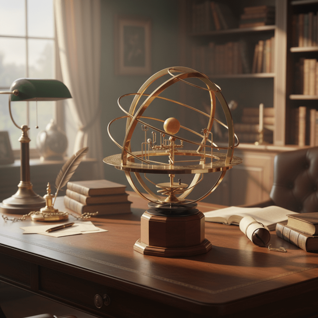 Modèle Solaire Rotatif en Laiton | Éducatif et Décoratif pour Tout Espace