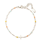 Bracelet Croix Ajustable en Argent - Design Élégant et Durable pour Amis