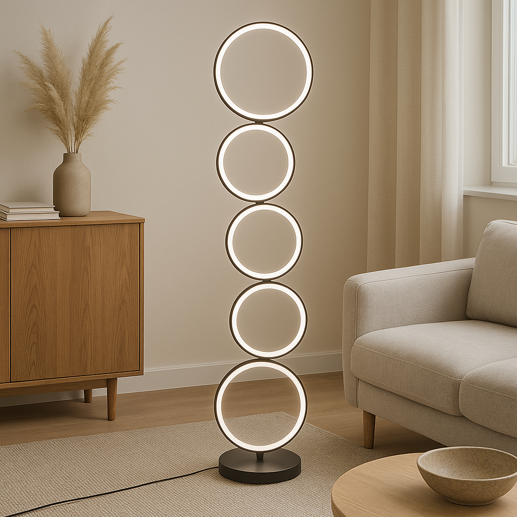 Lampe de Sol Circulaire LED - Design Contemporain et Élégance Sculpturale