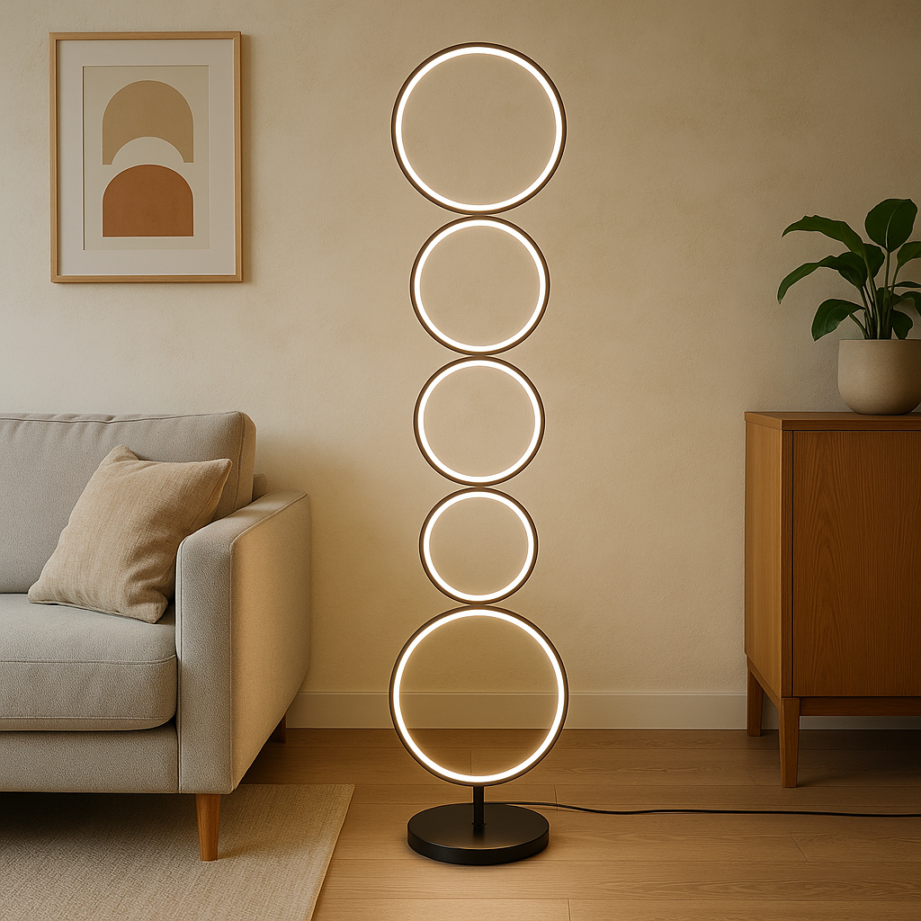 Lampe de Sol Circulaire LED - Design Contemporain et Élégance Sculpturale