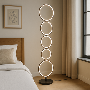 Lampe de Sol Circulaire LED - Design Contemporain et Élégance Sculpturale