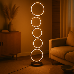 Lampe de Sol Circulaire LED - Design Contemporain et Élégance Sculpturale