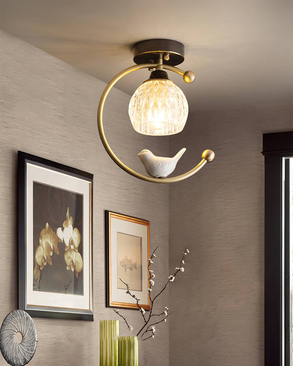 Plafonnier en Céramique et Cuivre - Élégance Naturelle pour Votre Intérieur
