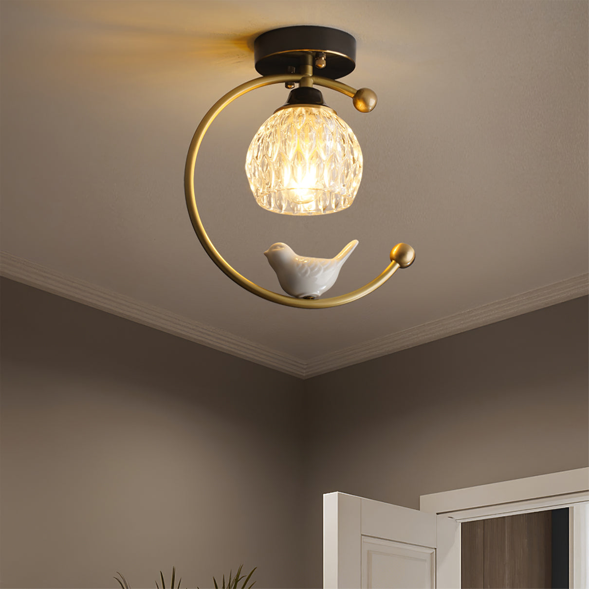 Plafonnier en Céramique et Cuivre - Élégance Naturelle pour Votre Intérieur