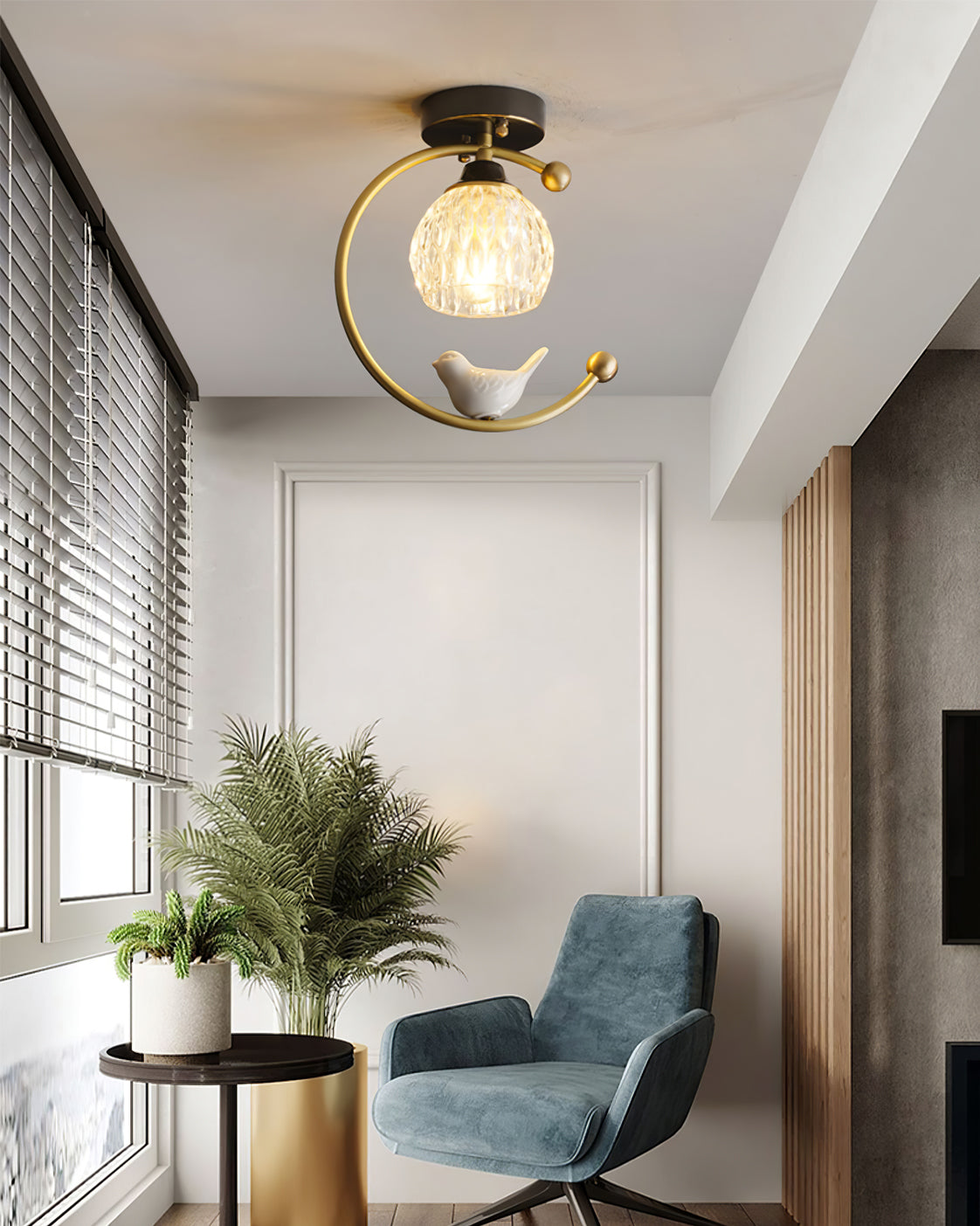 Plafonnier en Céramique et Cuivre - Élégance Naturelle pour Votre Intérieur