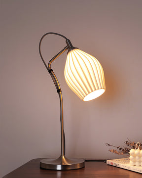 Lampe de Table en Céramique - Élégante et Sculpturale avec Texture Rainurée