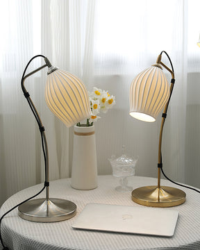 Lampe de Table en Céramique - Élégante et Sculpturale avec Texture Rainurée