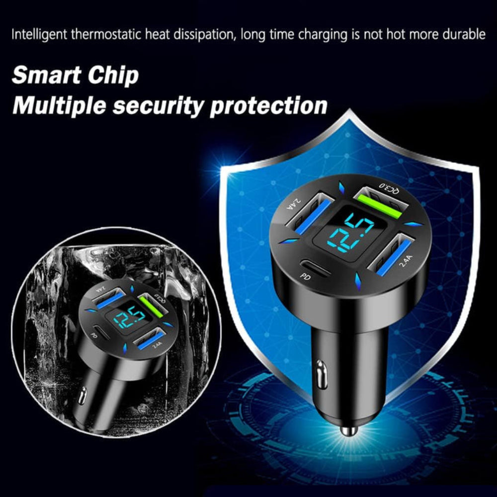 Chargeur de Voiture USB Rapide - Puissance 66W et Ports Doubles