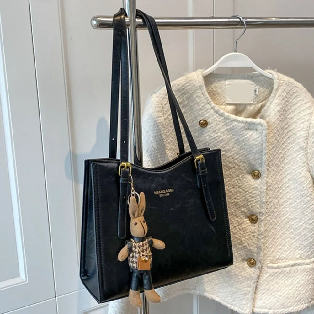 Sac fourre-tout en Cuir PU - Pendentif Lapin et Intérieur Spacieux