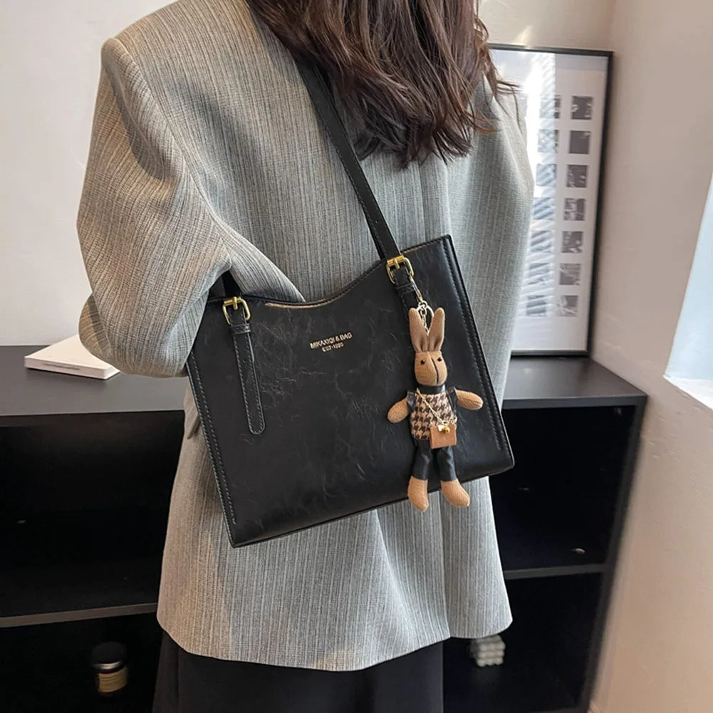 Sac fourre-tout en Cuir PU - Pendentif Lapin et Intérieur Spacieux