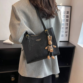 Sac fourre-tout en Cuir PU - Pendentif Lapin et Intérieur Spacieux