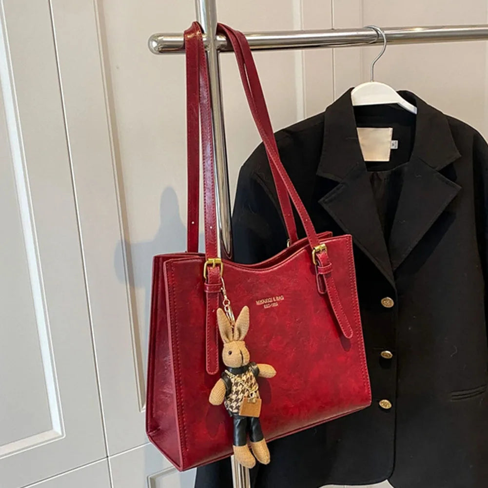 Sac fourre-tout en Cuir PU - Pendentif Lapin et Intérieur Spacieux