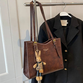 Sac fourre-tout en Cuir PU - Pendentif Lapin et Intérieur Spacieux