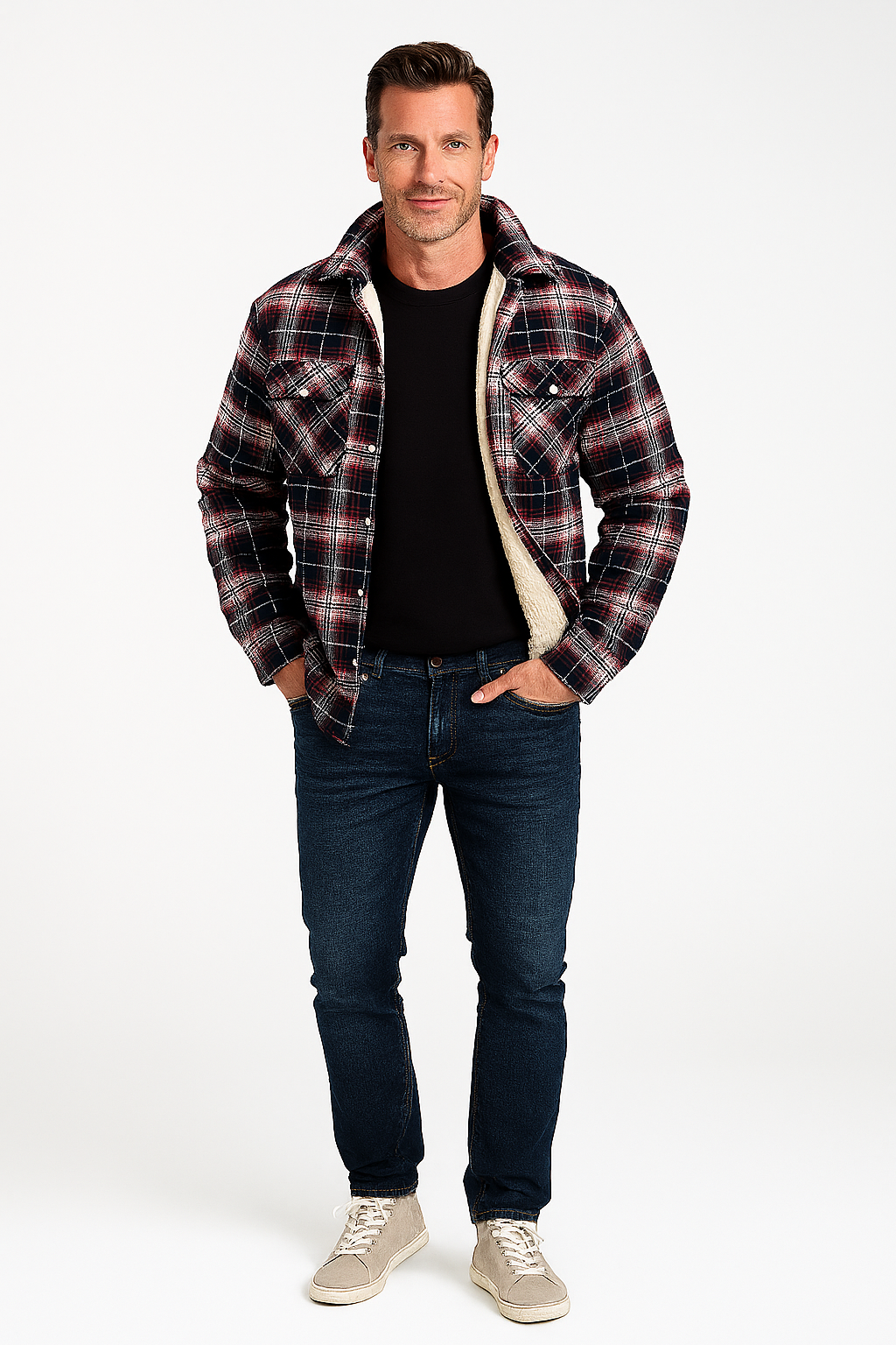 Veste à Carreaux Doublée en Polaire - Chaleur et Style pour l'Hiver
