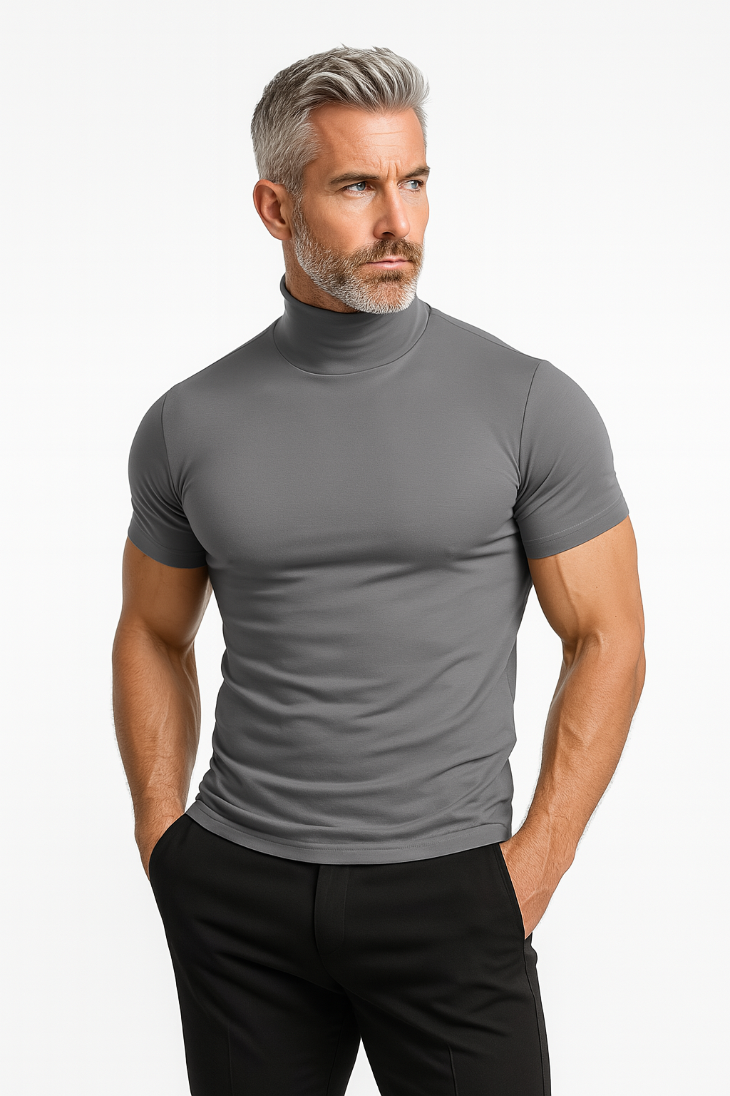Col Roulé Moderne à Manches Courtes - Élégance et Confort pour Toutes Occasions