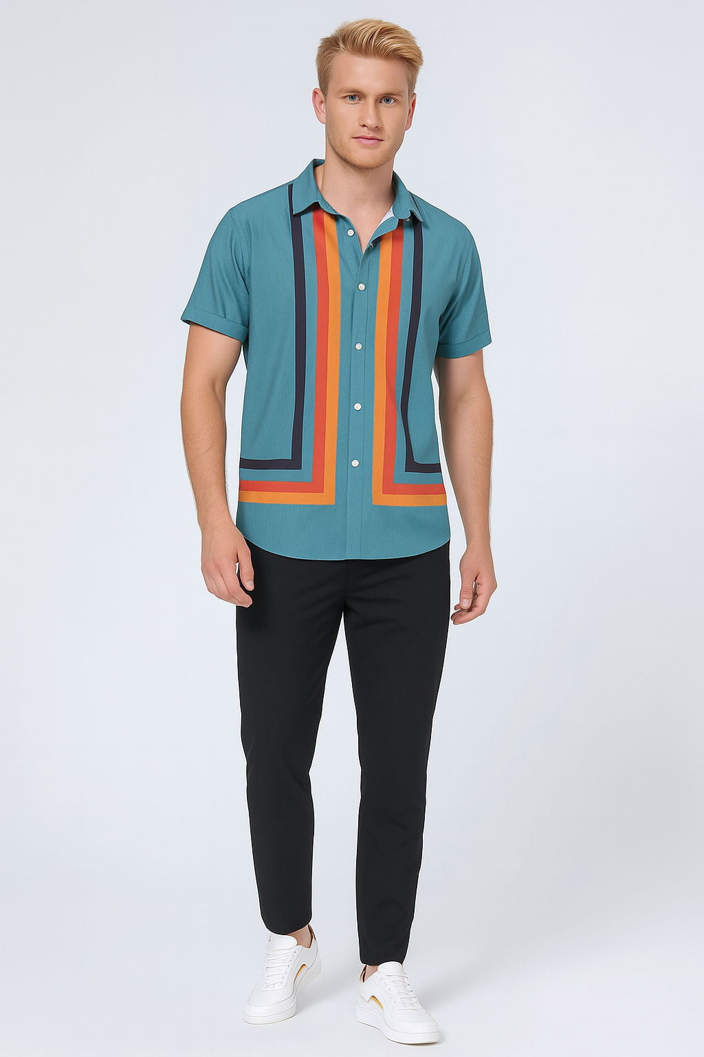 Chemise Rétro Chic à Rayures - Confort et Style pour Été