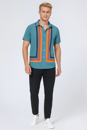 Chemise Rétro Chic à Rayures - Confort et Style pour Été