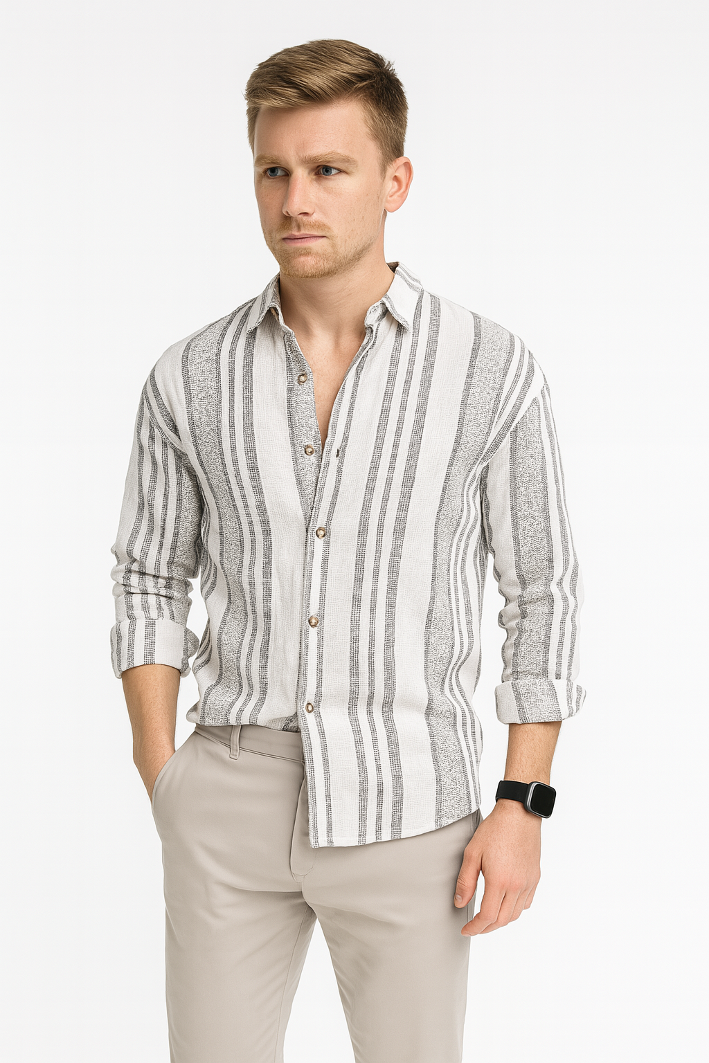 Chemise en Duvet Rayée pour Hommes - Style Classique et Chaleur Élevée