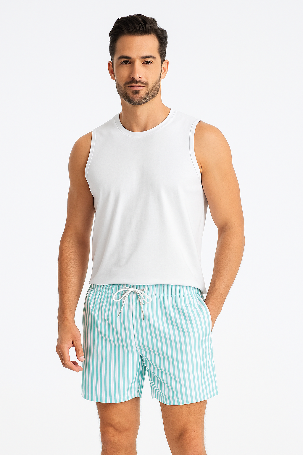 Shorts de Sport à Rayures - Tissu à Séchage Rapide et Taille Élastique