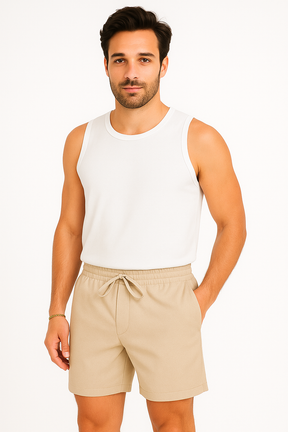 Shorts Élastiques Beige Classique - Confort Décontracté pour Journées Ensoleillées