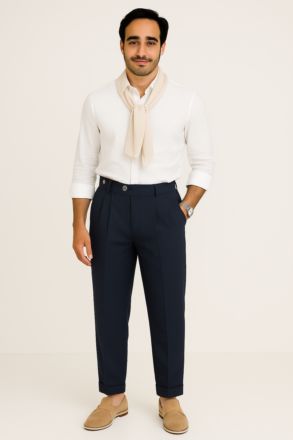 Pantalon Droit Sur Mesure pour Hommes - Élégance Rétro et Confort Quotidien