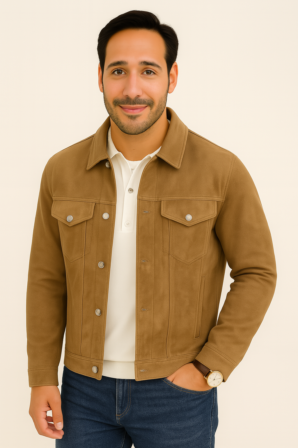 Veste Élégante en Daim pour Homme - Style Moderne et Polyvalent