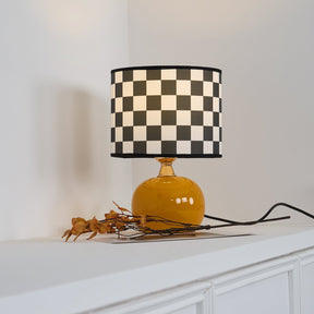 Lampe de Table Géométrique Élégante - Design Unique en Damier et Verre Transparent