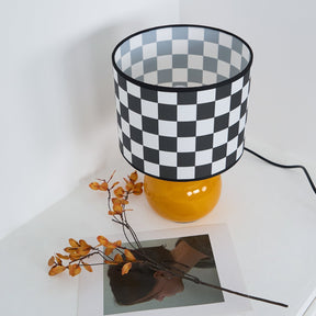 Lampe de Table Géométrique Élégante - Design Unique en Damier et Verre Transparent