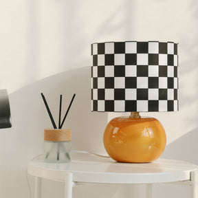 Lampe de Table Géométrique Élégante - Design Unique en Damier et Verre Transparent