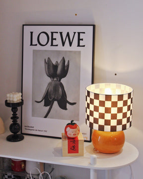 Lampe de Table Géométrique Élégante - Design Unique en Damier et Verre Transparent
